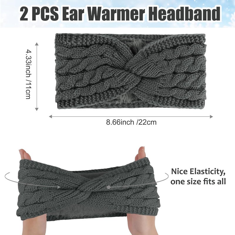 Cavetee Winter Headbands for Women, 4 Pieces Ear Muffs Crochet Soft Lined Elastic Ear Warmers for Women Christmas Gift - Image 2